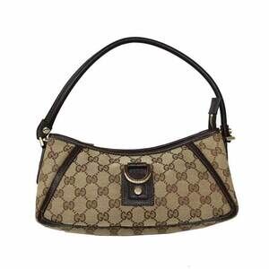GUCCI Handbag GG Brown Canvas Leather Bag